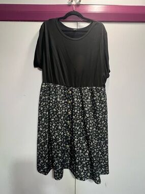 SHEIN Black with Floral Midi Dress